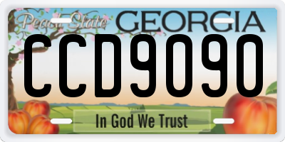 GA license plate CCD9090