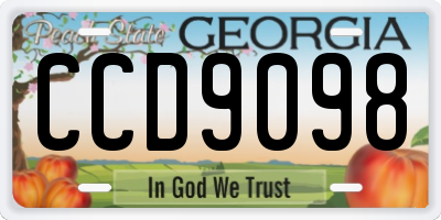 GA license plate CCD9098