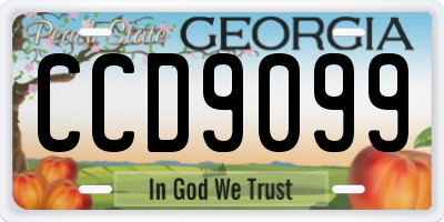 GA license plate CCD9099