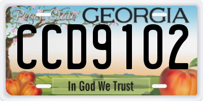 GA license plate CCD9102