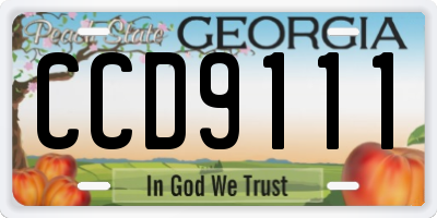 GA license plate CCD9111