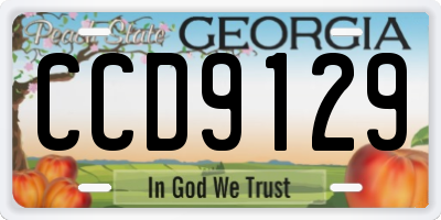 GA license plate CCD9129
