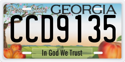 GA license plate CCD9135