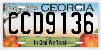 GA license plate CCD9136