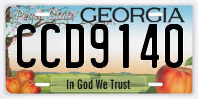 GA license plate CCD9140