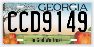 GA license plate CCD9149