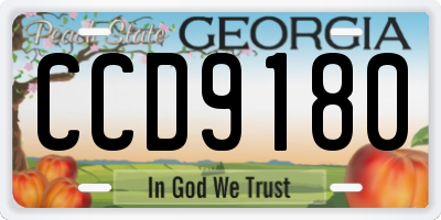 GA license plate CCD9180