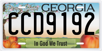 GA license plate CCD9192