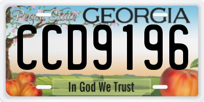 GA license plate CCD9196