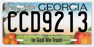 GA license plate CCD9213