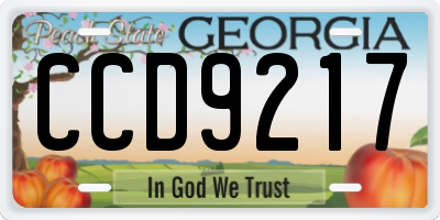 GA license plate CCD9217