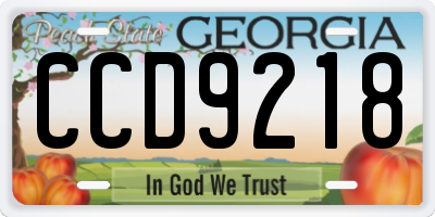 GA license plate CCD9218