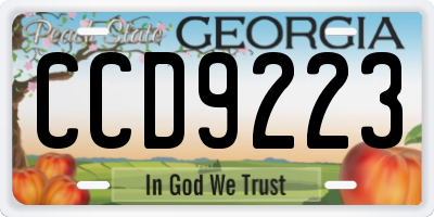 GA license plate CCD9223