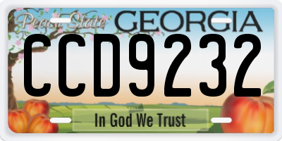 GA license plate CCD9232