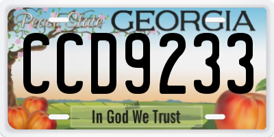 GA license plate CCD9233