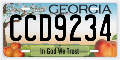 GA license plate CCD9234