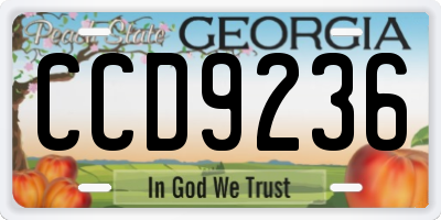 GA license plate CCD9236