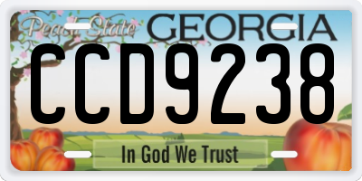 GA license plate CCD9238
