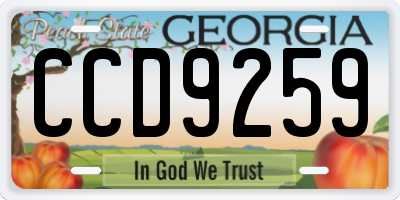 GA license plate CCD9259