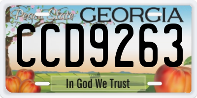 GA license plate CCD9263