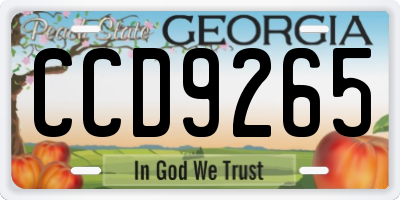 GA license plate CCD9265