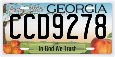 GA license plate CCD9278