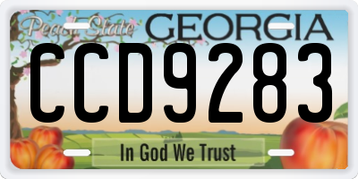 GA license plate CCD9283