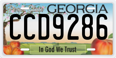 GA license plate CCD9286