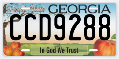 GA license plate CCD9288