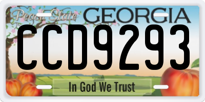 GA license plate CCD9293