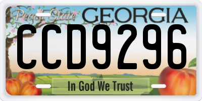 GA license plate CCD9296