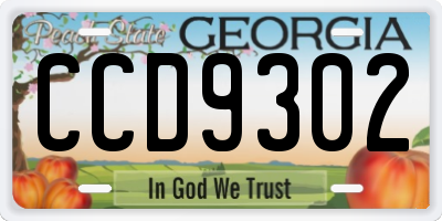 GA license plate CCD9302