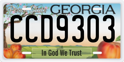 GA license plate CCD9303