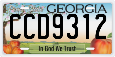 GA license plate CCD9312