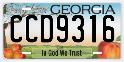 GA license plate CCD9316