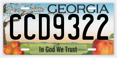 GA license plate CCD9322