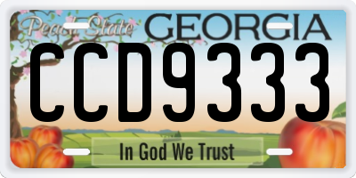GA license plate CCD9333