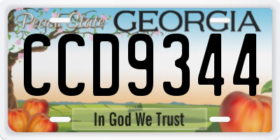 GA license plate CCD9344