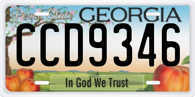 GA license plate CCD9346