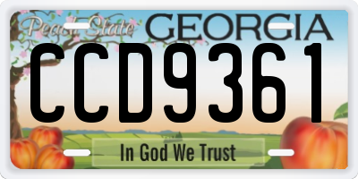 GA license plate CCD9361