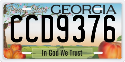 GA license plate CCD9376