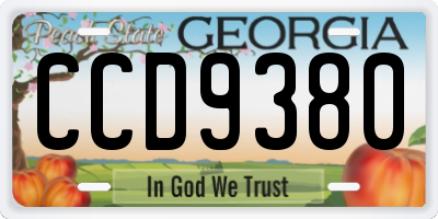 GA license plate CCD9380