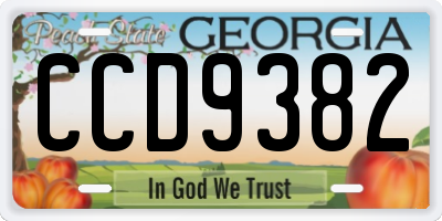 GA license plate CCD9382