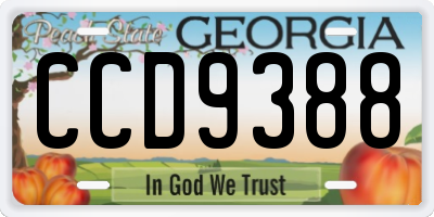 GA license plate CCD9388