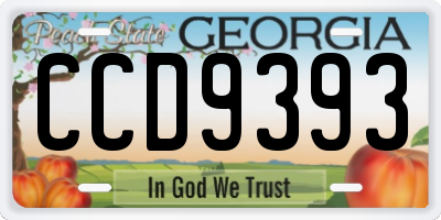 GA license plate CCD9393