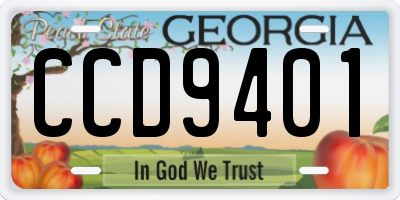 GA license plate CCD9401