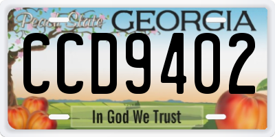 GA license plate CCD9402