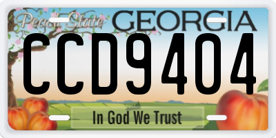 GA license plate CCD9404