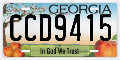 GA license plate CCD9415