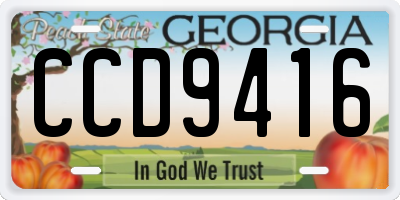 GA license plate CCD9416